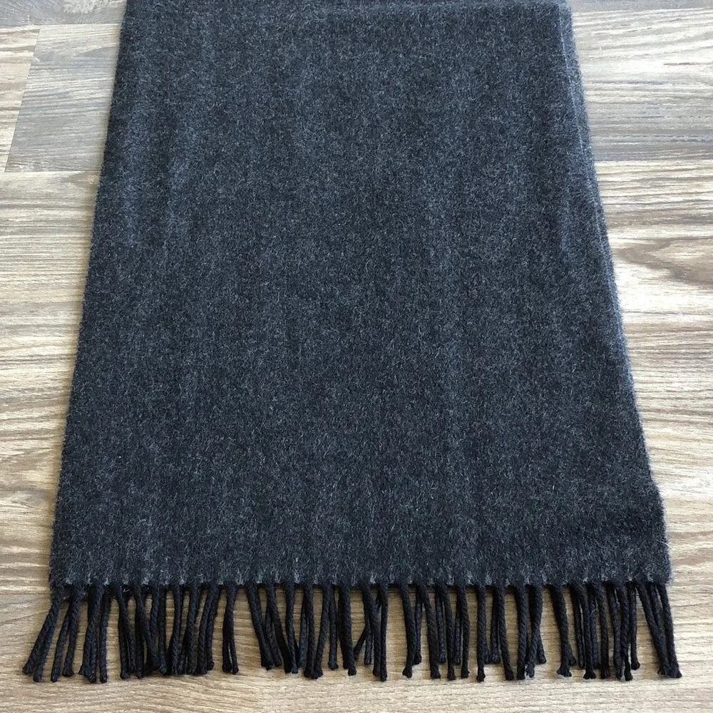 Red Envelope Cashmere Scarf Black Grey Fringe Lightweight